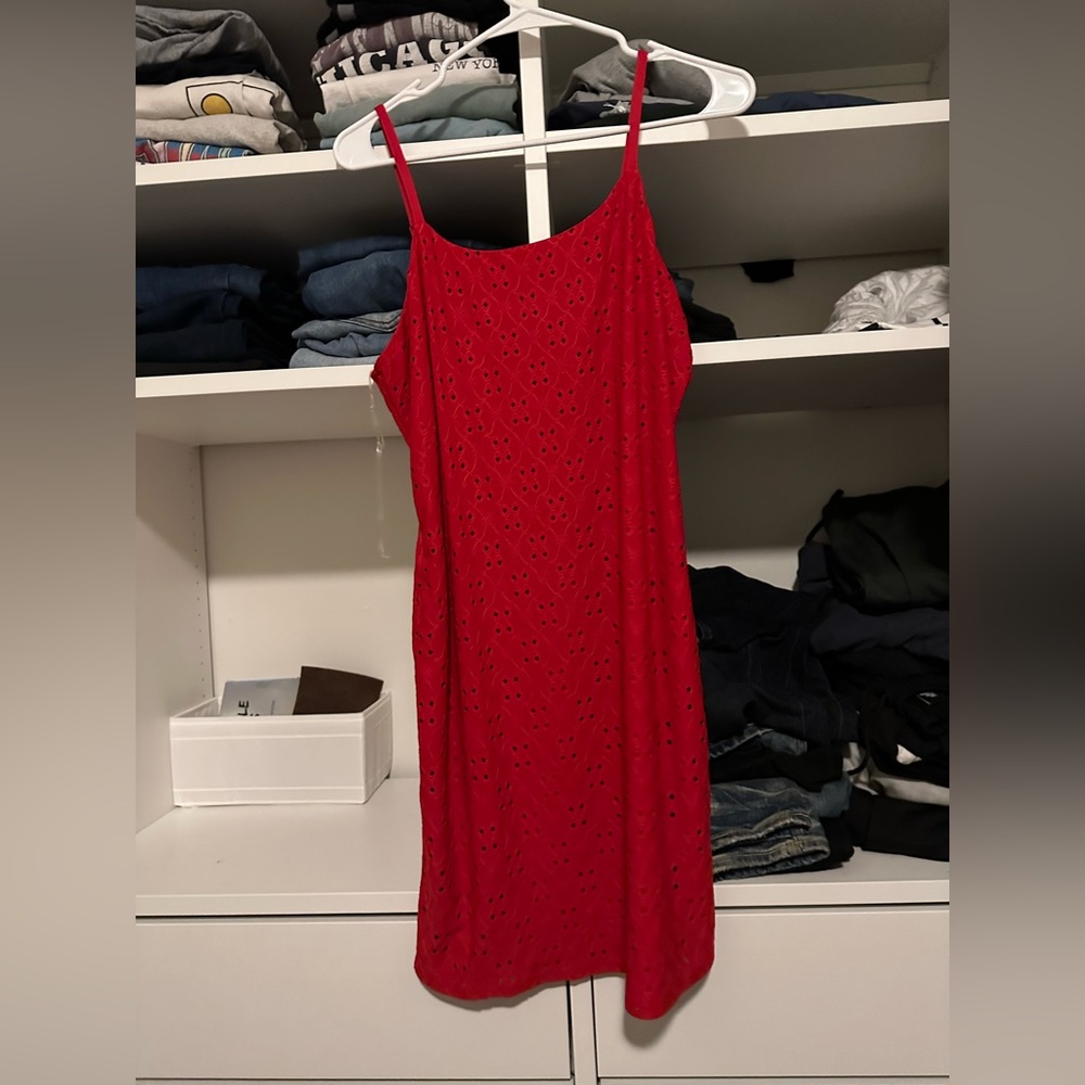 Red lace dress